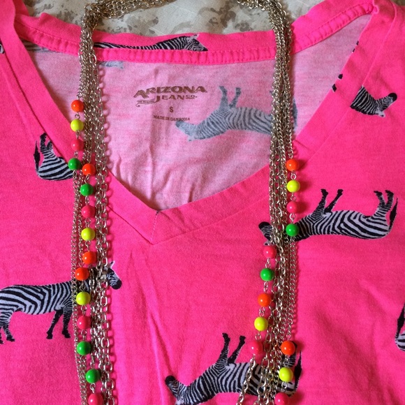 Neon Zebra Tee + Necklace - Picture 3 of 6